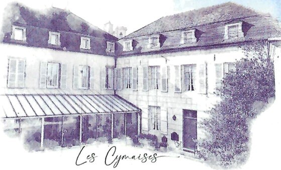 Carte de visite de l'hôtel : dessin de la façade, Les Cymaises